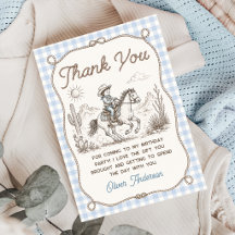 Cartão de agradecimento de aniversário de cowboy d