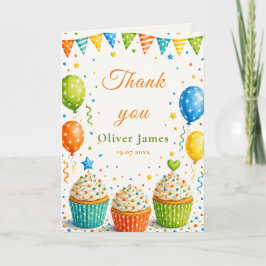 Cartão de Agradecimento de Aniversário de Cupcake 