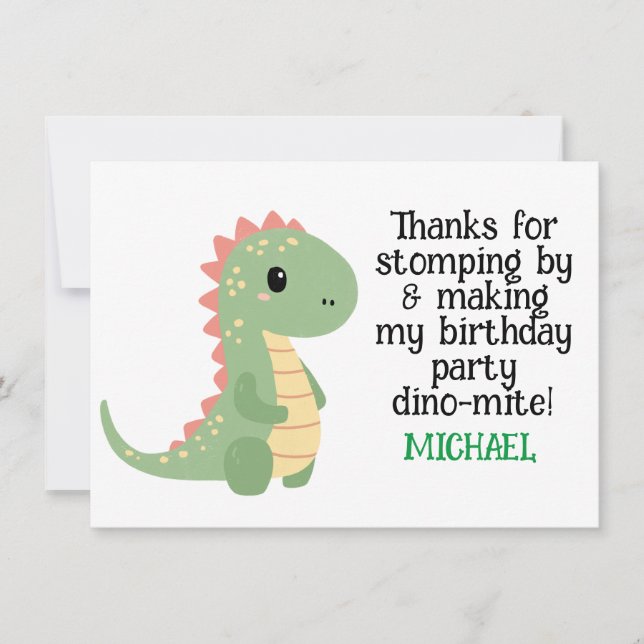 Cartão de Agradecimento de Aniversário de Dinossau (Frente)