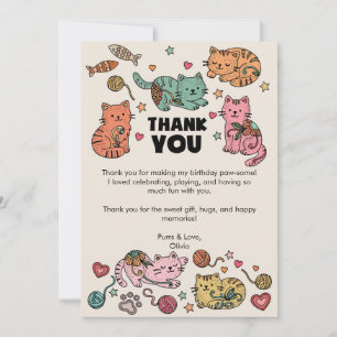 Cartão de agradecimento de aniversário de gatinho