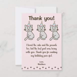 Cartão de Agradecimento de Aniversário de Gatinho