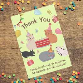 Cartão de Agradecimento de Aniversário de Gatos de