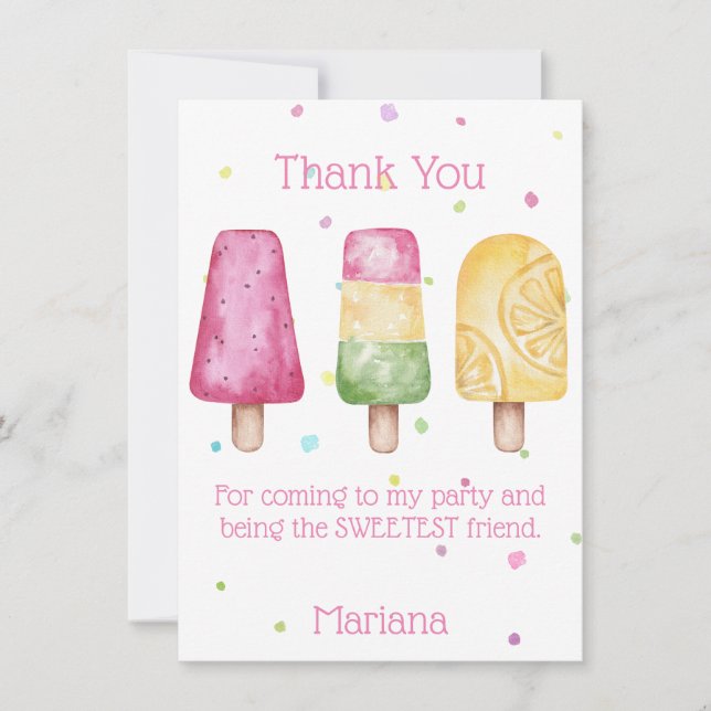 Cartão de Agradecimento de Aniversário de Meninas  (Frente)