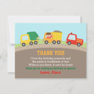 Cartão de Agradecimento de Aniversário de Meninos 