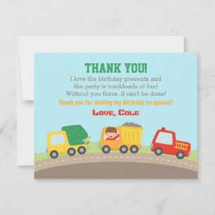 Cartão de Agradecimento de Aniversário de Meninos 