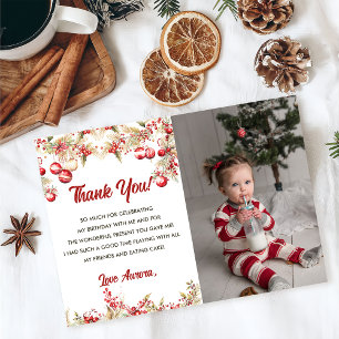 Cartão de agradecimento de aniversário de Natal fl