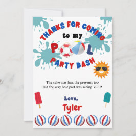 Cartão de Agradecimento de Aniversário de Piscina 