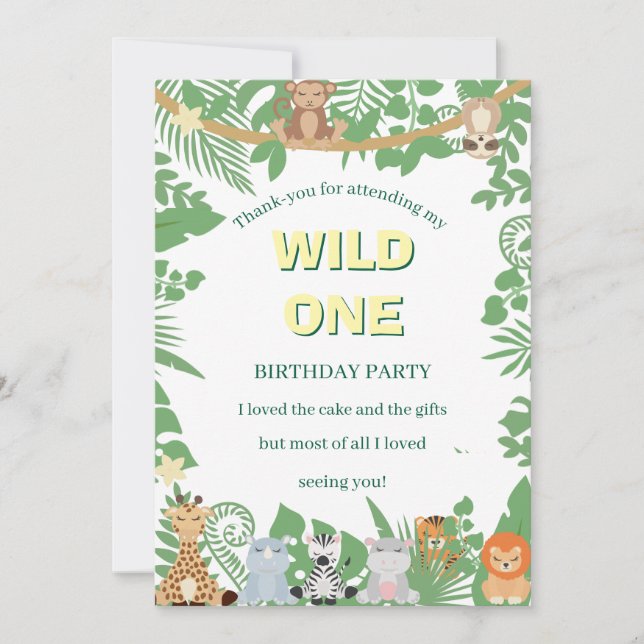 Cartão de agradecimento de aniversário de um ano s (Frente)