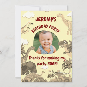 Cartão de Agradecimento de Aniversário do Dino - C