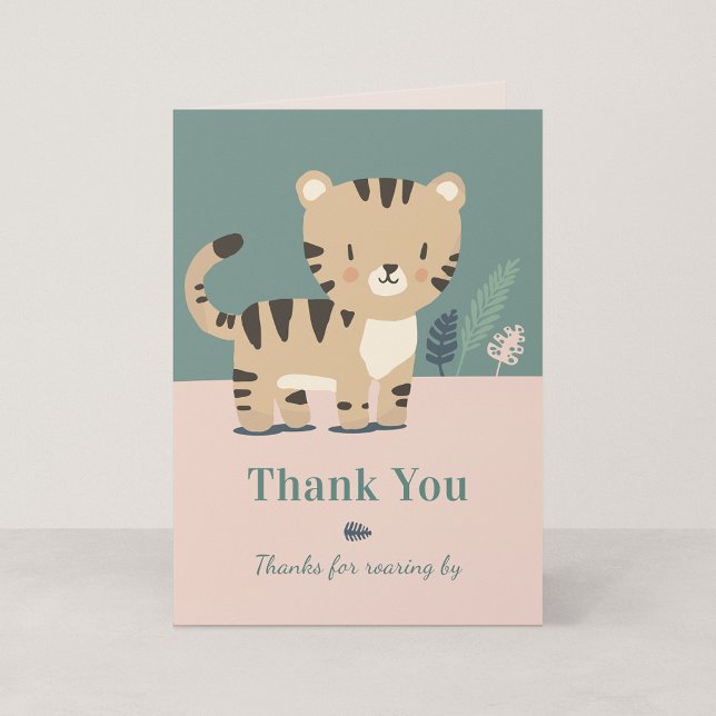 Cartão de agradecimento de aniversário do Tiny Tig (Tiny Tiger - Jungle Safari Birthday Thank You Card)