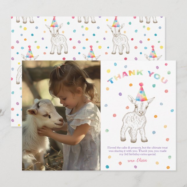 Cartão de Agradecimento de Aniversário do Zoológic (Frente/Verso)