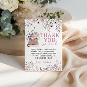 Cartão de Agradecimento de Aniversário Floral Cont