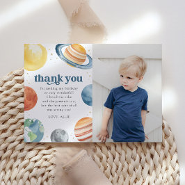 Cartão de agradecimento de aniversário no espaço s