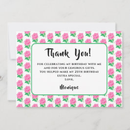 Cartão de Agradecimento de Aniversário Rosa Pink