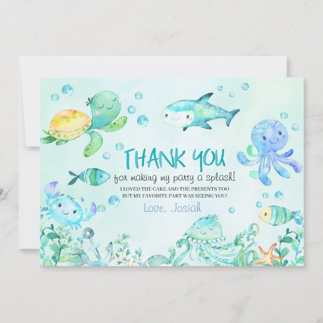 Cartão de Agradecimento de Aniversário Splash Sob  (Frente)