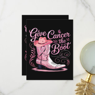 Cartão De Agradecimento Dê ao Câncer de Mama o Boot Laço Rosa