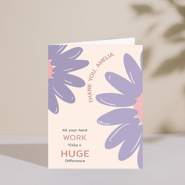 Cartão de Agradecimento de Apreciação ao Funcionár (Flower Employee Staff Appreciation Thank You Card)