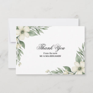 Cartão de Agradecimento de Aquarela com Flor de Do