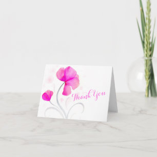 Cartão de agradecimento de aquarela de flor rosa d