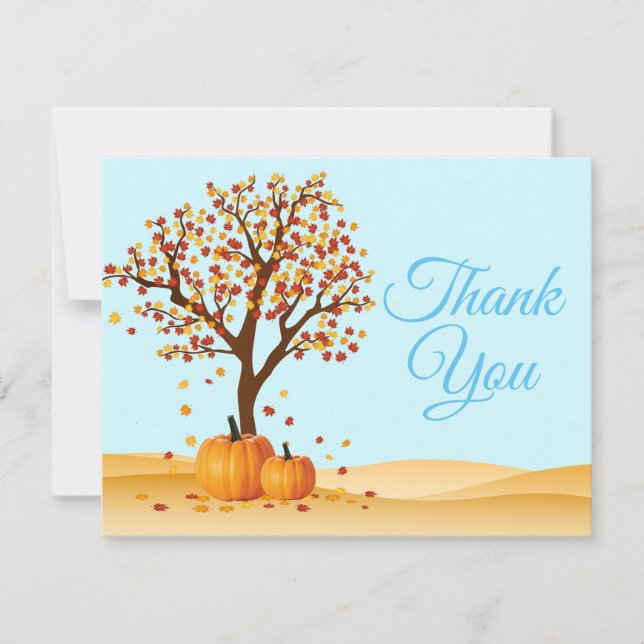 cartão de agradecimento de árvores de outono abóbo (Frente)