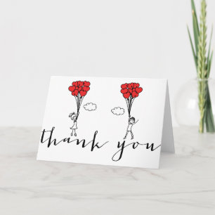 Cartão de agradecimento de balões em forma de cora