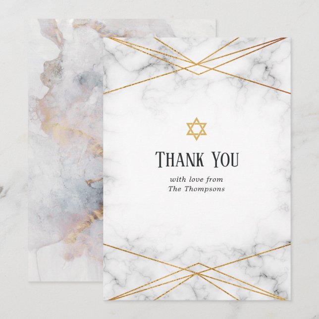 Cartão de Agradecimento de Bat Mitzvah Geométrico  (Frente/Verso)