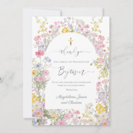 Cartão de agradecimento de batismo aquarela flores