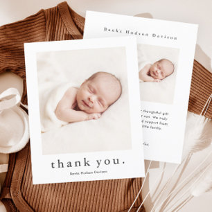 Cartão de Agradecimento de Bebê com Foto de Nome M