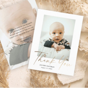 Cartão de Agradecimento de Bebê com Foto e Roteiro
