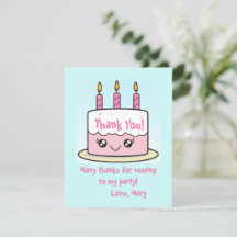 Cartão de Agradecimento de Bolo de Aniversário Fof