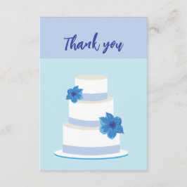 Cartão de Agradecimento de Bolo de Casamento Azul