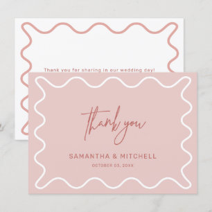 Cartão de Agradecimento de Borda Ondulada Rosa