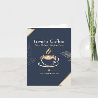Cartão de agradecimento de café elegante em azul m