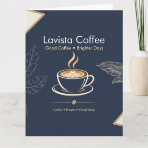 Cartão de agradecimento de café elegante em azul m