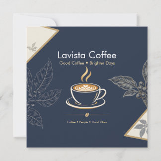 Cartão de agradecimento de café elegante em azul m