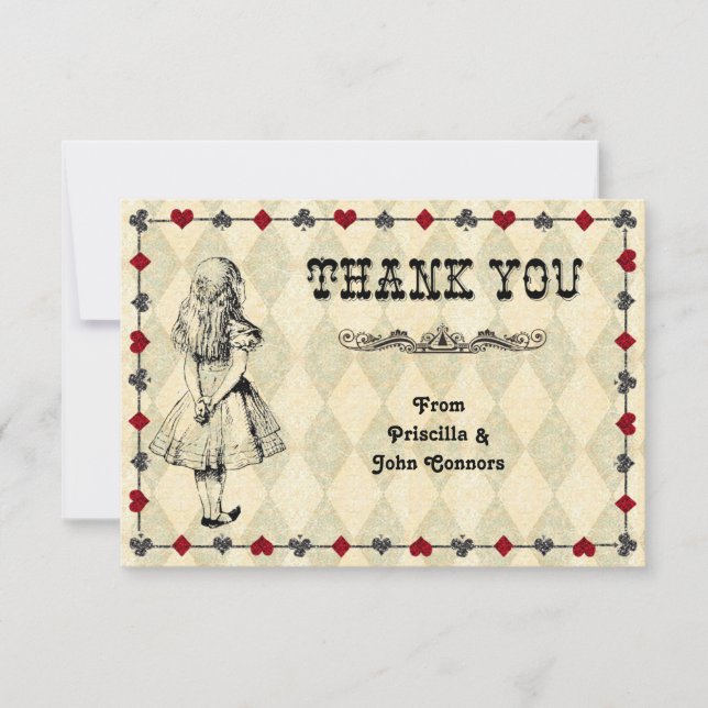 Cartão de Agradecimento de Casamento,Alice no País (Frente)