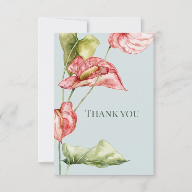 Cartão de Agradecimento de Casamento Anthurium Ele (Frente)