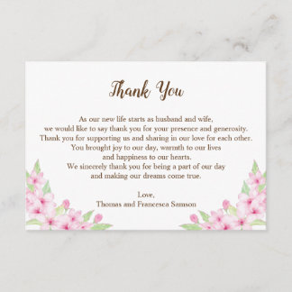 Cartão de Agradecimento de Casamento Aquarela de F