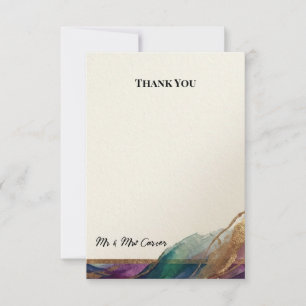 Cartão de Agradecimento de Casamento Aquarela Joia