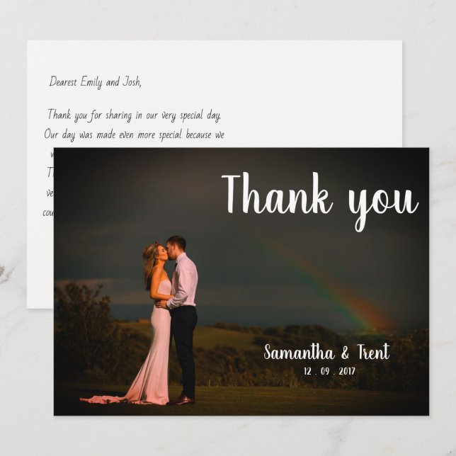 Cartão de agradecimento de casamento - Arco-íris (Frente/Verso)