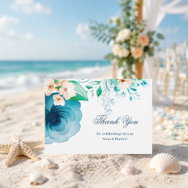 Cartão de agradecimento de casamento azul Azure Bl