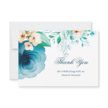 Cartão de agradecimento de casamento azul Azure Bl
