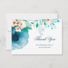 Cartão de agradecimento de casamento azul Azure Bl