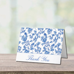 Cartão de Agradecimento de Casamento Azul e Branco