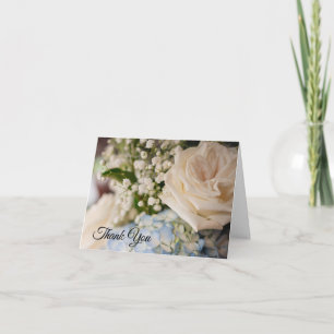 Cartão de Agradecimento de Casamento Azul e Branco