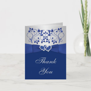 Cartão de Agradecimento de Casamento Azul, Floral