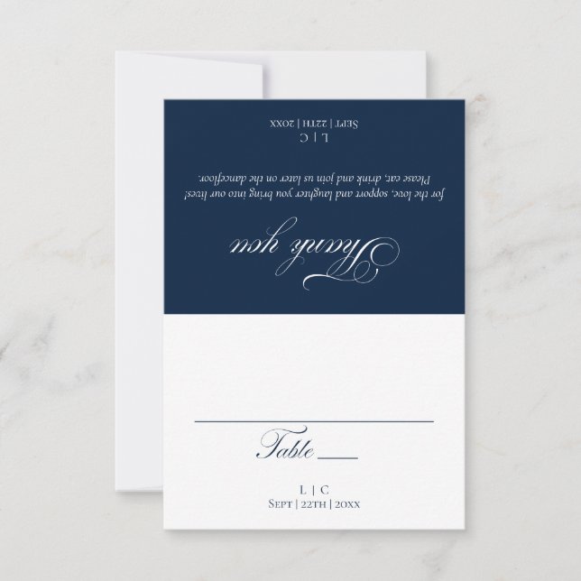 Cartão de Agradecimento de Casamento Azul Marinho  (Frente)