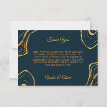 Cartão de Agradecimento de Casamento Azul Naval Do