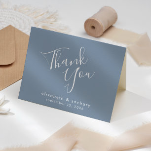 Cartão de Agradecimento de Casamento Azul Poento R