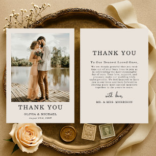 Cartão de Agradecimento de Casamento Beige Taupe c